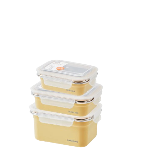 Set of 3 Stainless Gold Container	 1