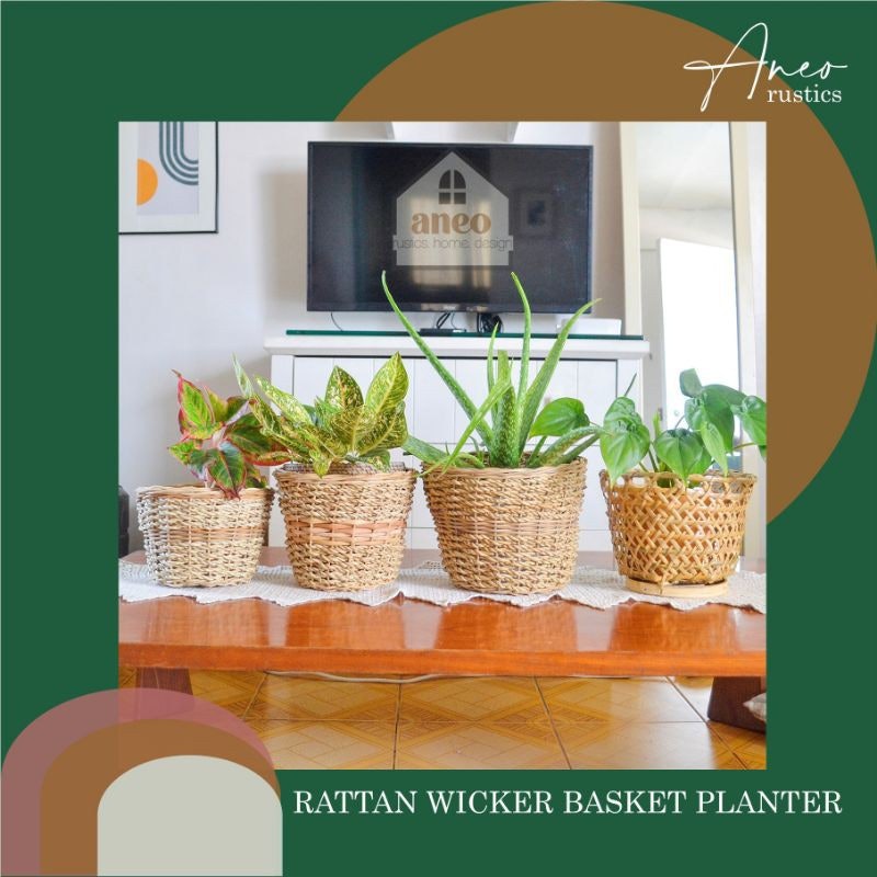 Rattan Wicker Basket Planter 1