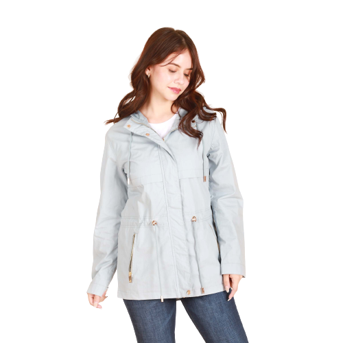 Ladies' Hooded Parka Jacket with Waist Drawstrings 3
