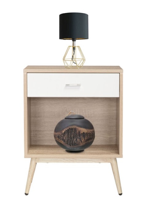Furniture Side Table Oak and White 1