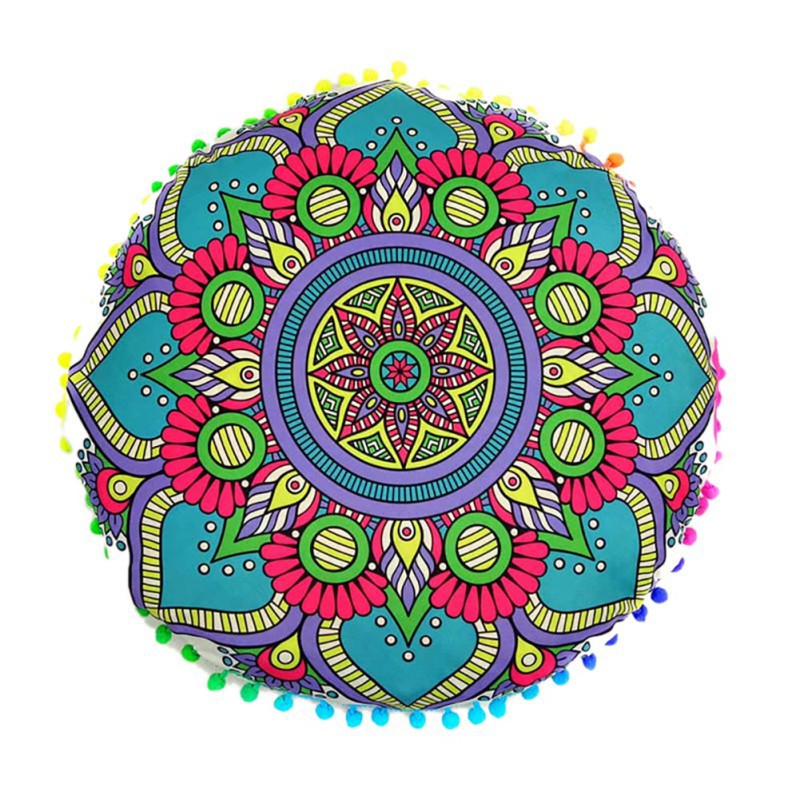 Round Mandala Bohemian Throw Pillowcase 3