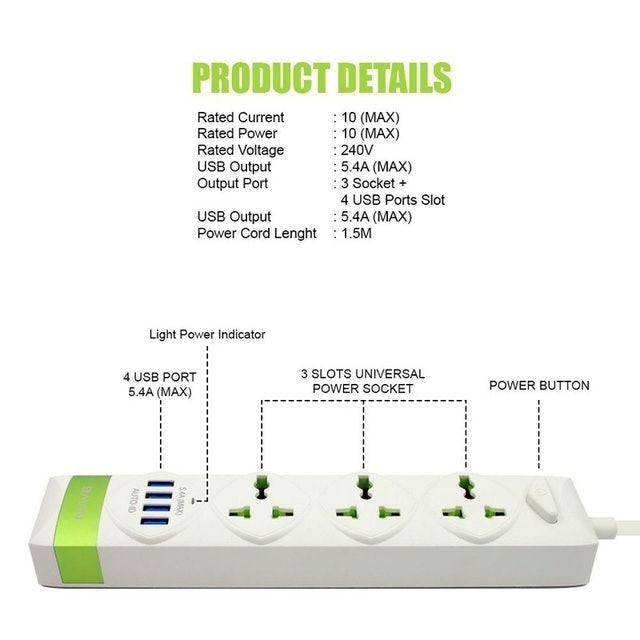 Universal 5.4A 4 Port Charging Hub 3