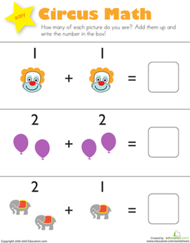 Single Digit Addition Worksheets 1