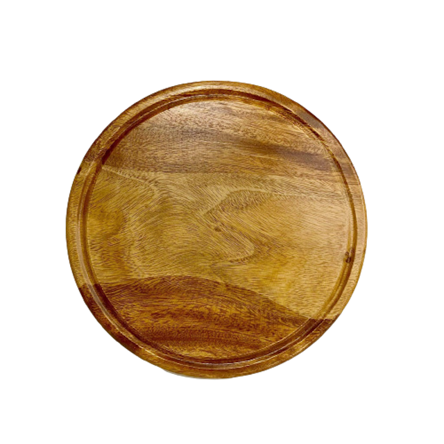 Acacia Wooden Round Chopping Board with Groove 1