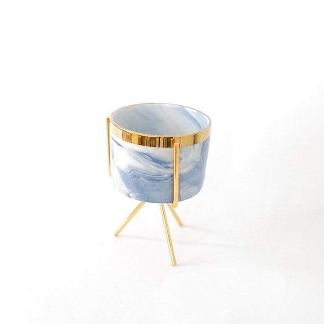 Marble Finish Porcelain Pots with Iron Stand 2
