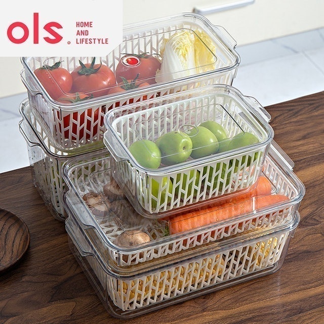 Refrigerator Organizer With Drainer Bins  2