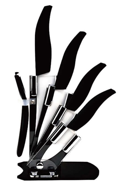 5-Piece Ceramic Knife Set With Acrylic Blade Holder 2