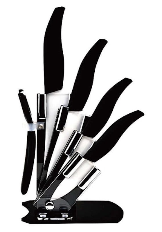 5-Piece Ceramic Knife Set With Acrylic Blade Holder 2
