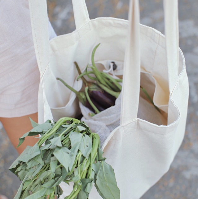 Canvas Market Pocket Tote Bag Shopping Bag 3