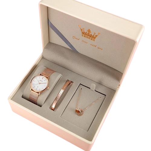 Original Watch For Women Waterproof Rose Gold Lady Girl Set Gift 586 1