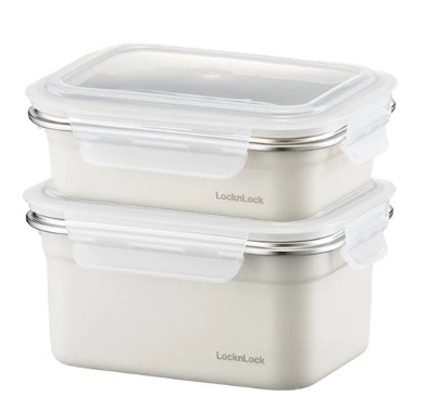 Set of 2 Stainless Ivory Container 1