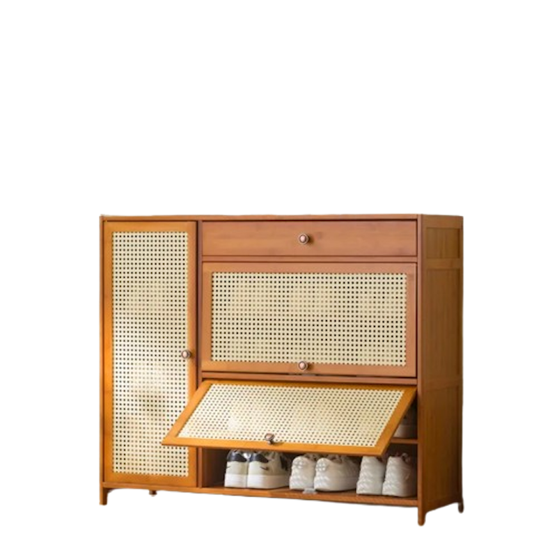 Shoe Cabinet Bamboo Rattan Breathable Door 1
