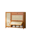 Shoe Cabinet Bamboo Rattan Breathable Door