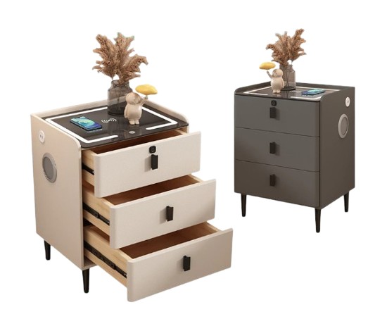 Bedside Cabinet Smart Bedside Table With Smart Sensor Light Wireless Charging	  1