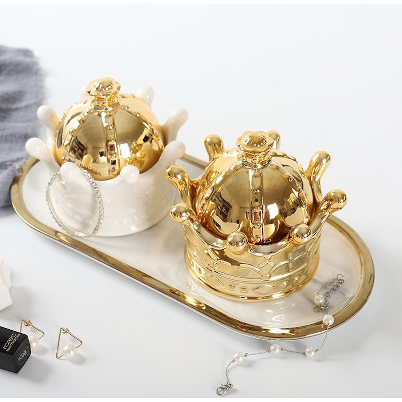 Golden Ceramic Jewelry Storage Box 3
