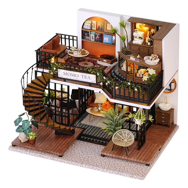Miniature Dollhouse With Dust Cover (Forest Tea House) 2