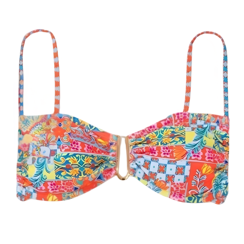 Tropical Lace Up Bikini Top 1
