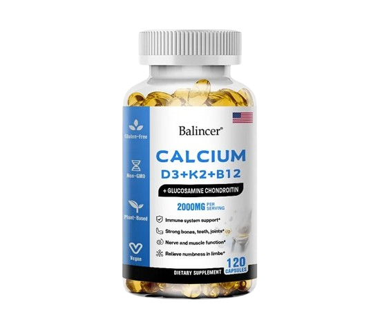 Calcium and Vitamin D3+K2 Supplement 2000MG 120 Capsules 1