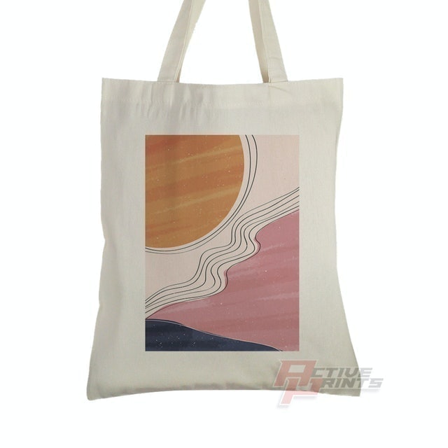 Trendy Graphic Canvas Flat Tote Bag Minimalist Designs 7