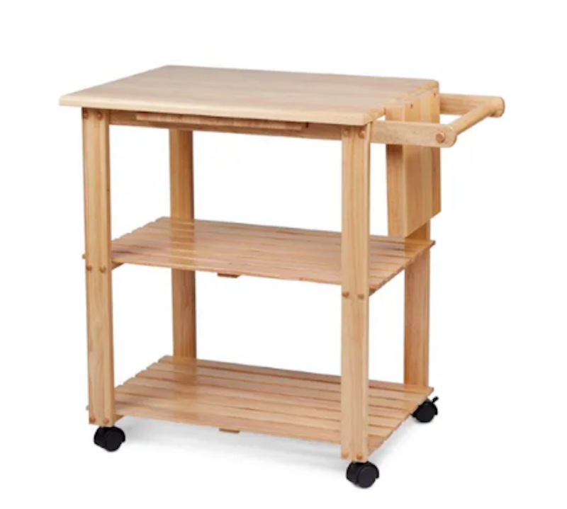 3-Tier Wooden Kitchen Trolley Organizer with Knife Holder 1