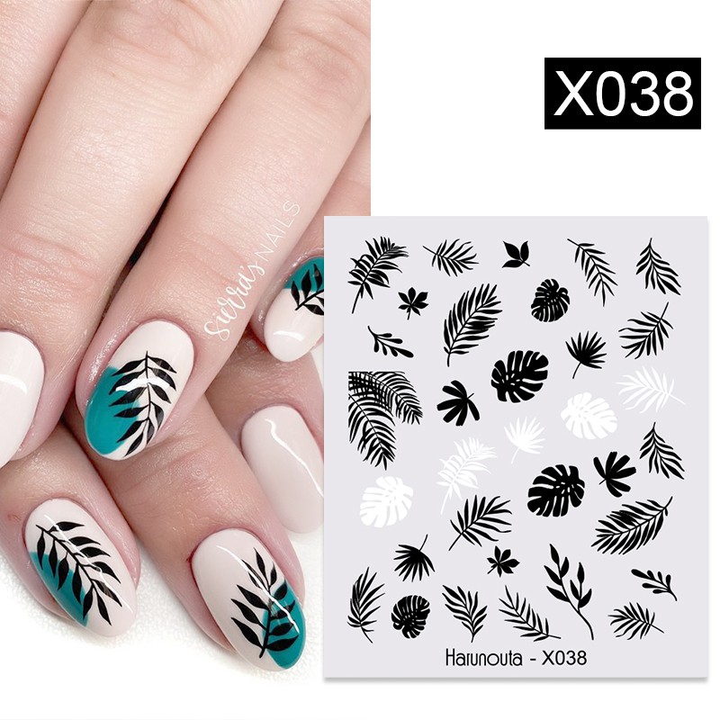 Flower and Leaves Nail Decals 5