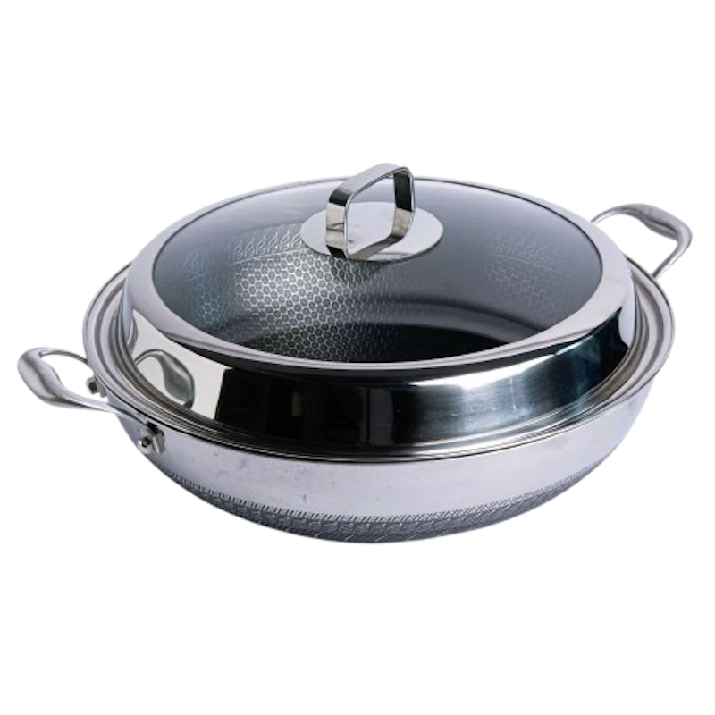 Honeycomb Stainless Steel Wok 1