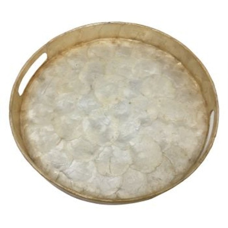 Capiz Wood Round Tray 4