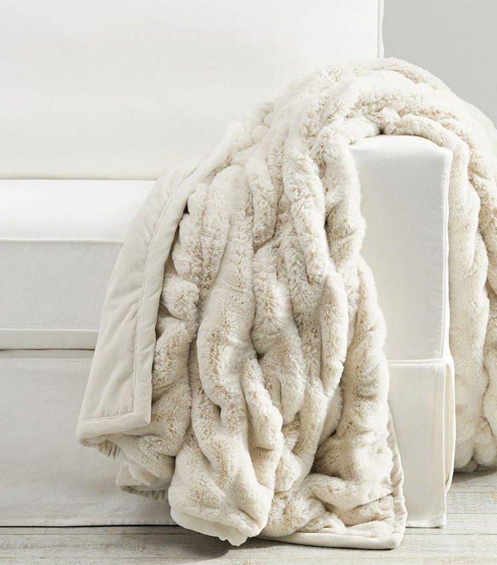 Faux Fur Ruched Throw 3