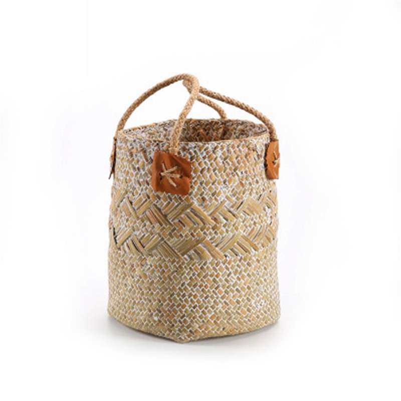 Seagrass Rattan Woven Storage Basket With Handle 1
