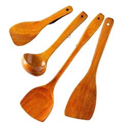 4 Item Wooden Kitchen Utensil