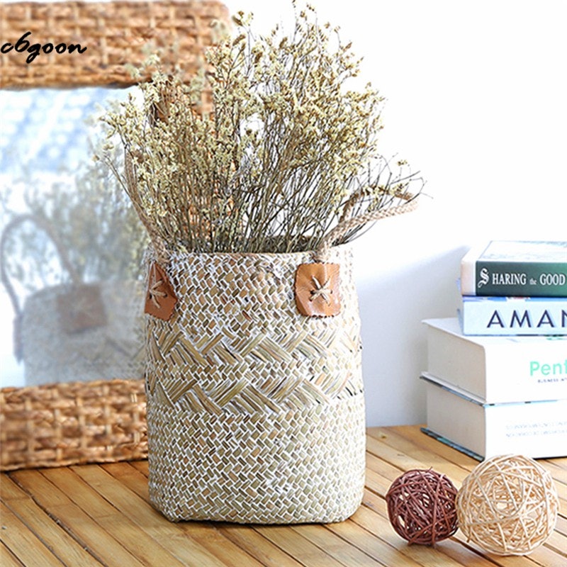 Seagrass Rattan Woven Storage Basket With Handle 5