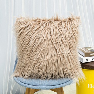 Super Soft Plush Mongolian Faux Fur Throw Pillow Cover 2