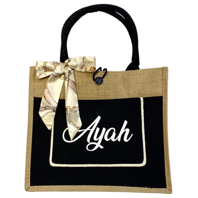 Customized Burlap Bag with Twilly 1