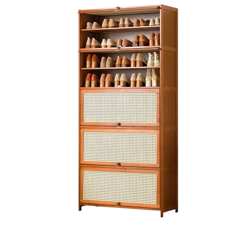 Rattan Bamboo Shoe Cabinet Multifunctional Storage Rack 1