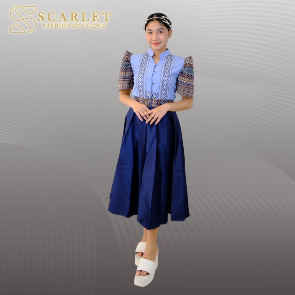 Modern Filipiniana Ethnic Blouse & Skirt  3