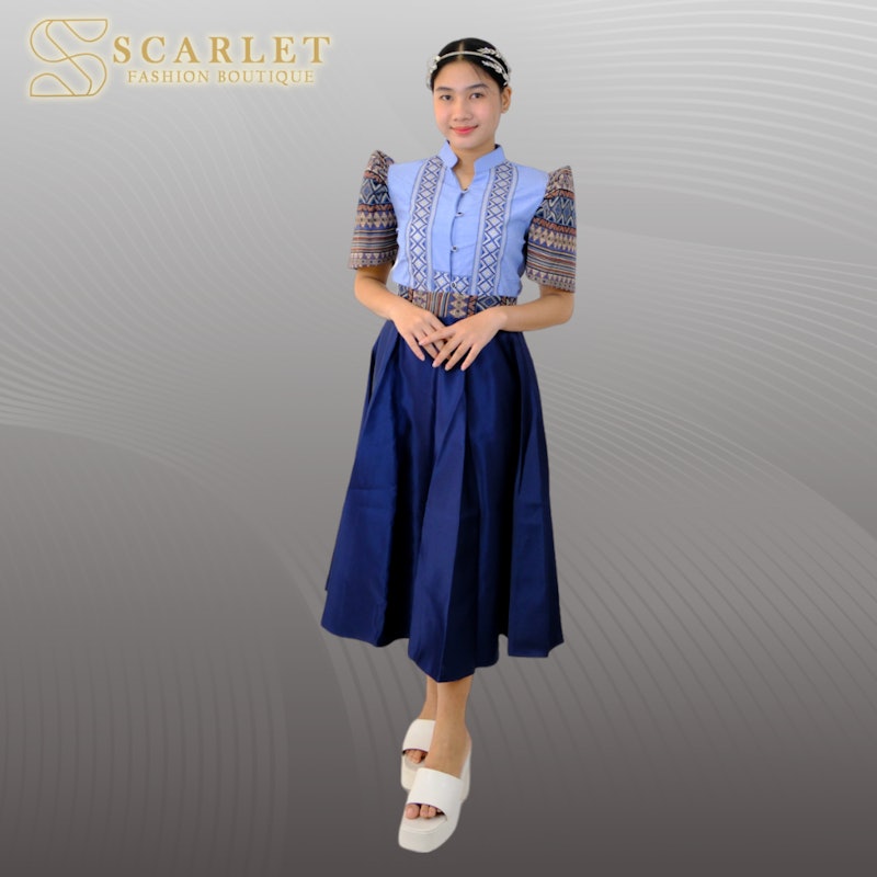 Modern Filipiniana Ethnic Blouse & Skirt 3