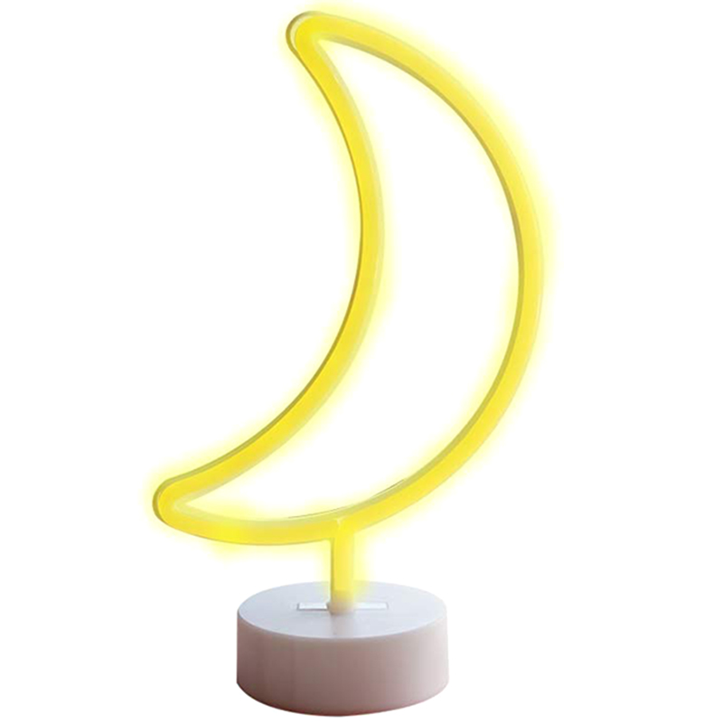 Moon Shape Led Neon Night Light with Base 1