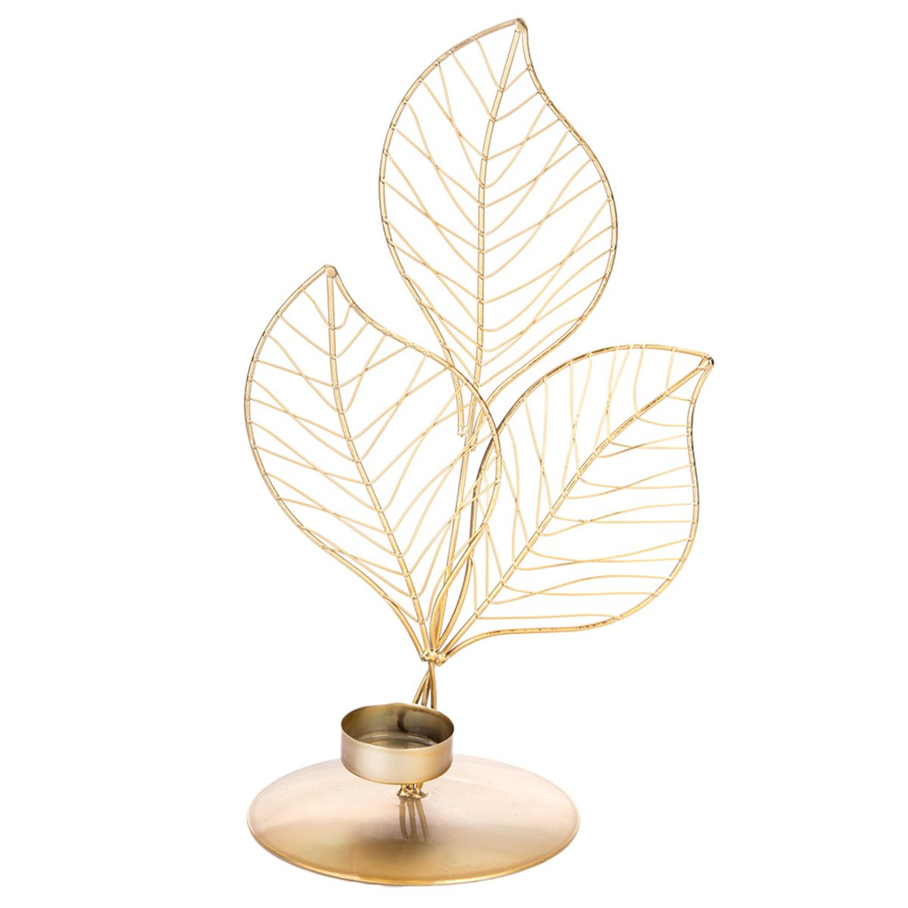 Gold Leaf Shape Votive Holder 1