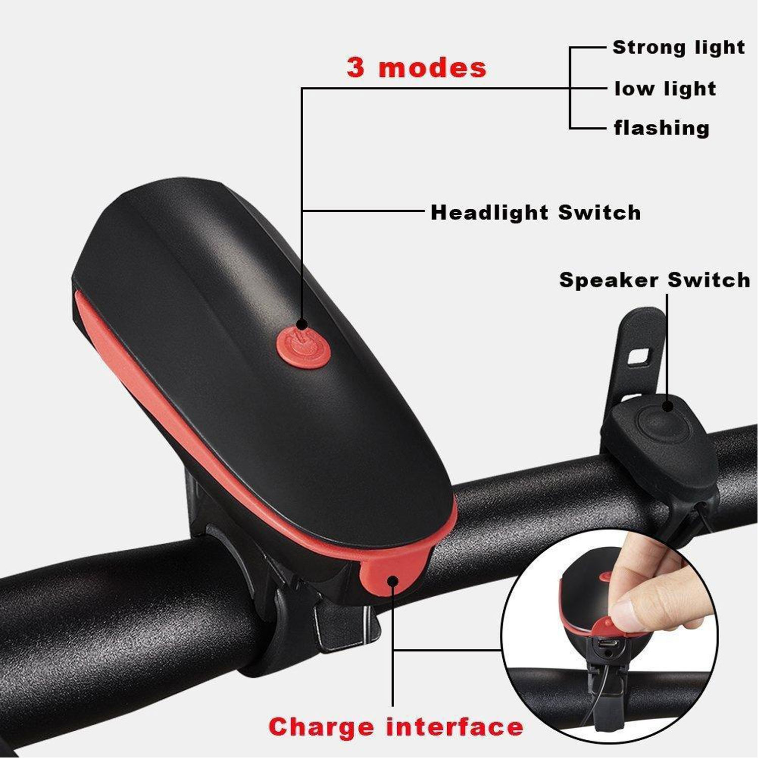 Rechargeable Bike Light With Horn 2