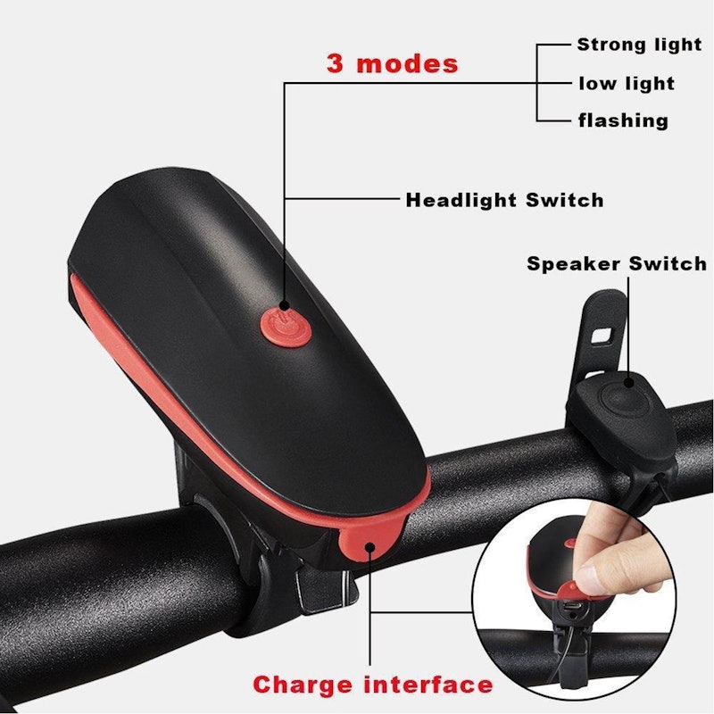 Rechargeable Bike Light With Horn 2