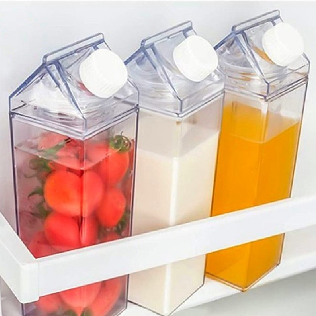 Milk Carton-Shaped Transparent Bottle 3
