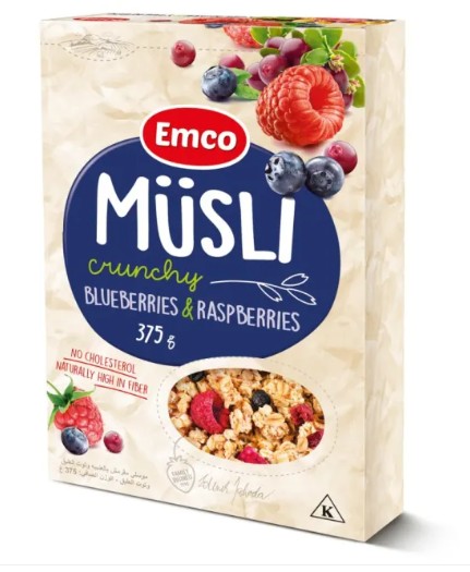 Musli Crunchy Oat Cereal Blueberries & Raspberries 375g	 2