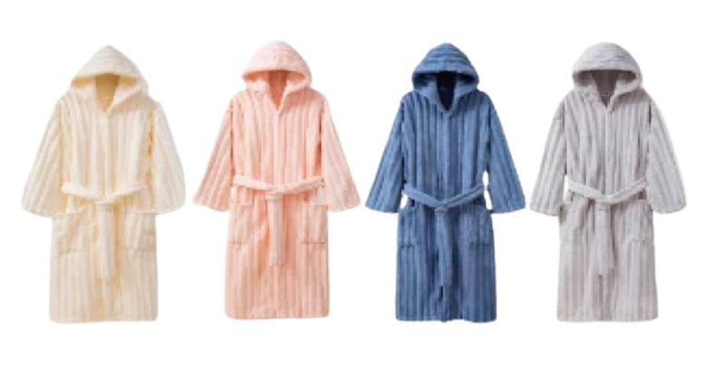 3D Corduroy Texture Hooded Bathrobe 2