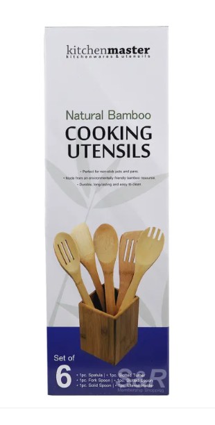 Natural Bamboo Cooking Utensils 6pc Set	 2