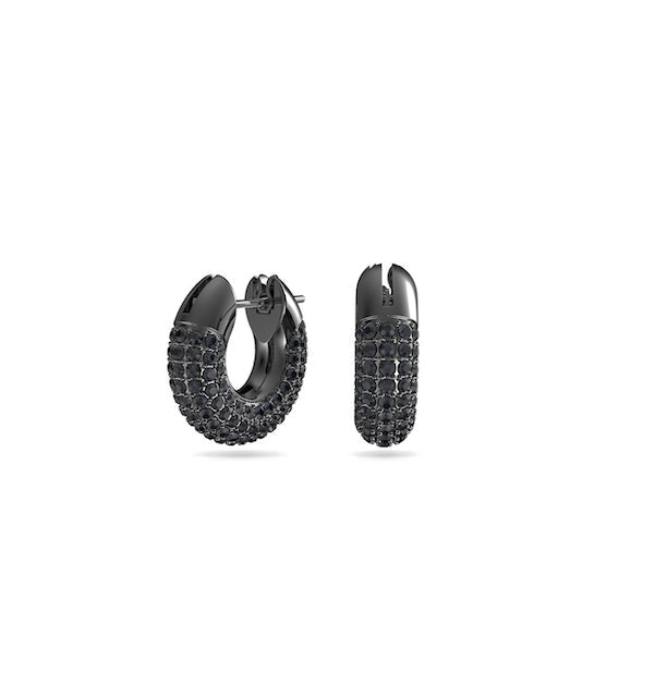 Dextera Hoop Earrings, Pavé, Black, Ruthenium Plated 1