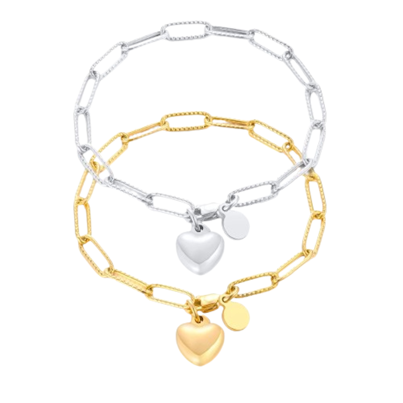 Women's Elegant Love Stainless Steel Heart Pendant Bracelet 1