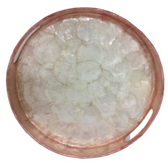 Capiz Wood Round Tray 2