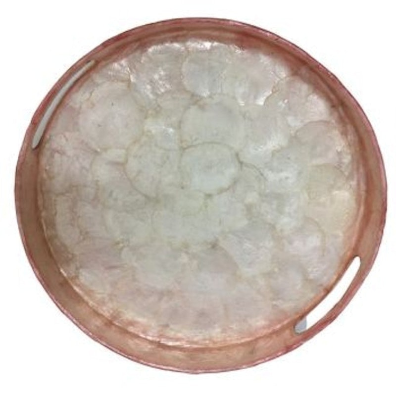 Capiz Wood Round Tray 2