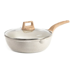 Nonstick White Granite Deep Frying Pan