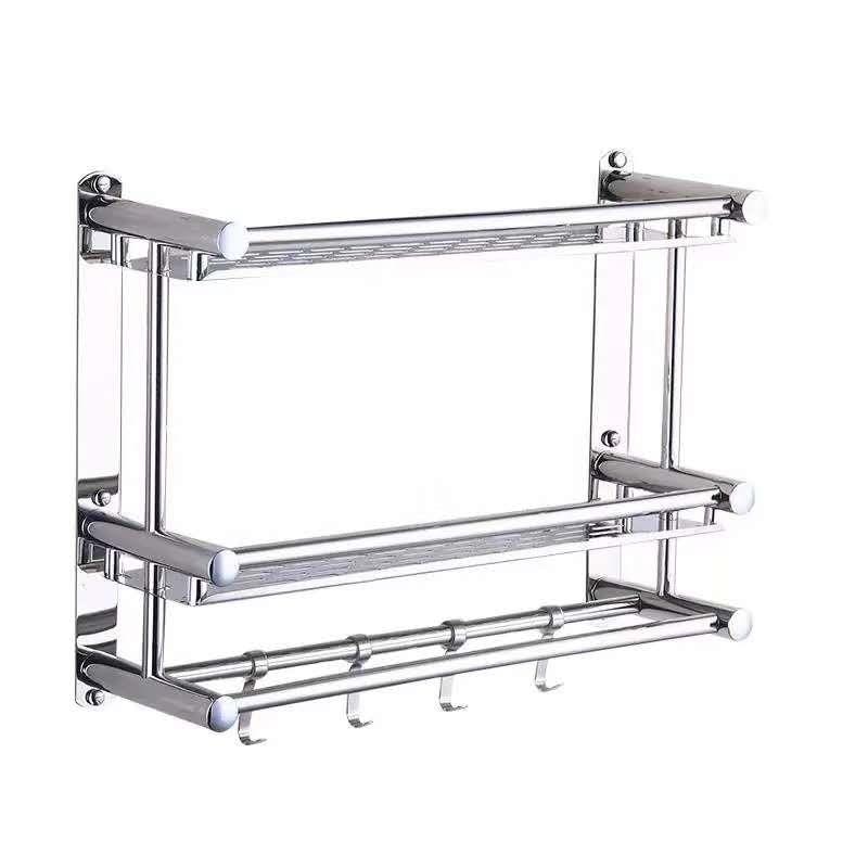 Stainless Steel 2-Layer Bath Towel Rack 1